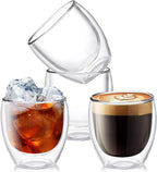 YMMIND Set of 4 Double Walled Glass Coffee Mugs 8 Ounces Insulated Layer Coffee by YMMIND