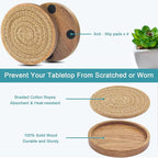 Eykao Wood Coasters for Drinks, Absorbent Coaster Sets of 8, Woven Drink - Image 5