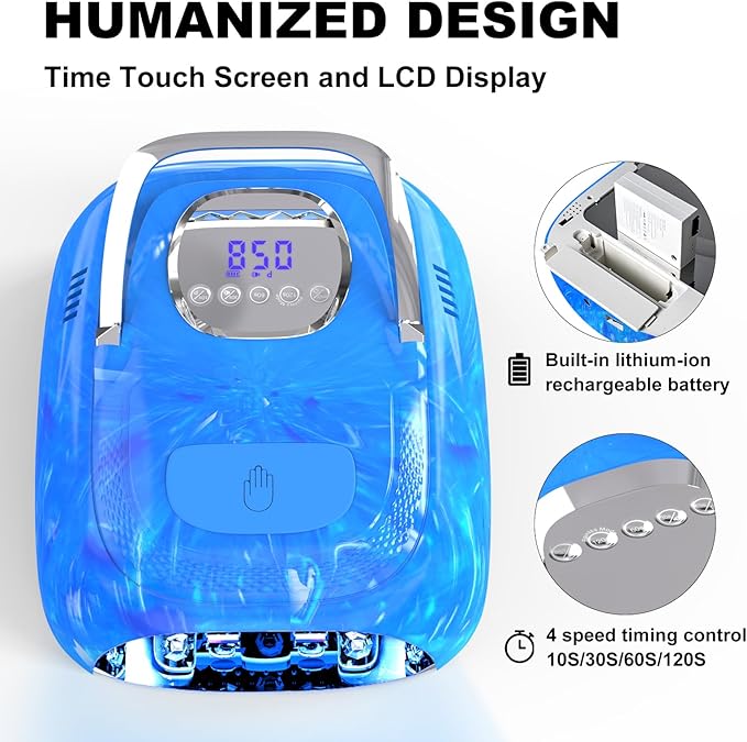 LimeGirl Cordless Nail Lamp, 72W Powerful UV LED Nail Dryer with Replaceable Lamp Beads & Battery, UV Light for Gel Polish, Rechargeable & Portable for Salon & Home (Rendering Blue, One Battery)