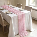 10 Pack Light Pink Cheesecloth Table Runner 21 x 120 Inch Boho Gauze Sheer - Image 3