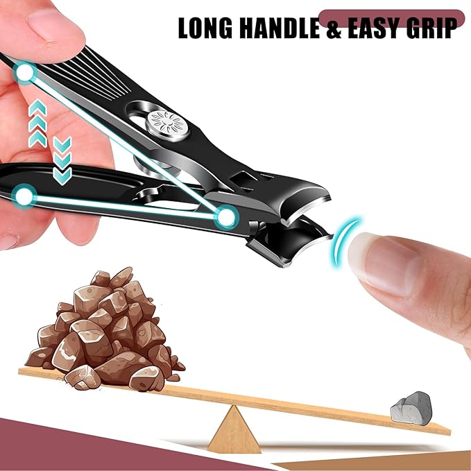 Nail Clippers for Men Thick Nails with Catcher, Large Toenail Clippers with Wide Jaw Opening for Seniors, Heavy Duty Long Handle Fingernail Clipper Gifts for Men Women Adult