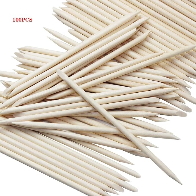 200PCS Nail Files Kit- 100PCS Mini Nail Files Double Sided Nail Buffer, 100PCS Orange Wood Nail Care Sticks, Cuticle Manicure and Pedicure Stick for Fingernail, Cleaning Cuticle Stick