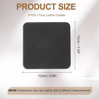 uxcell 6 Pcs Faux Leather Coasters, 3.9 x 3.9 Square Coasters - Image 2