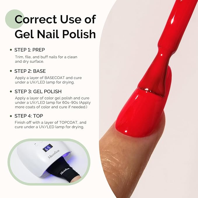 MelodySusie Hema Free Gel Nail Polish, 0.5 Fl Oz Thick Bright Red Gel Polish, Non Toxic, Long Lasting, Soak Off UV Nail Polish, Manicure Nail Design Salon DIY Nail Art at Home 068