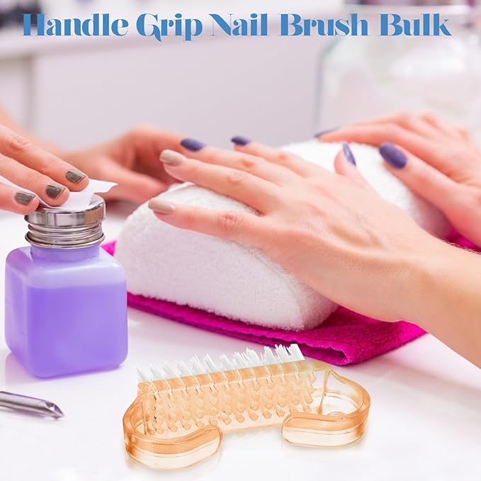 Bokon 400 Pcs Handle Grip Nail Brush Bulk Nail Scrub Brush Nail Brush for Toes and Nails Cleaner, Pedicure Scrubbing tool kit for Men and Women(Colorful)
