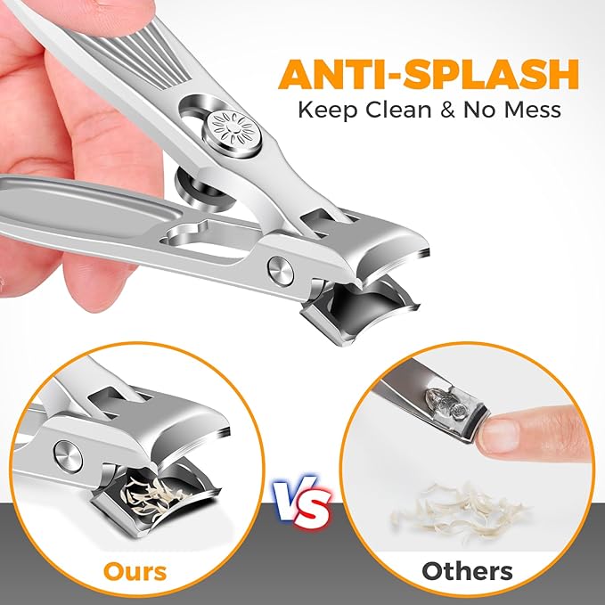Nail Clippers for Men Thick Nails with Catcher, Large Toe Nail Clippers for Thick Toenails for Seniors with Wide Jaw Opening, Sharp Fingernail Clipper Cutter Set with Long Handle Gifts for Men Women