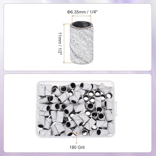 HARFINGTON 100pcs Small Sanding Bands 240 Grit for Nail Drill Bits Mini Sanding Band for Nails Gel Manicures White