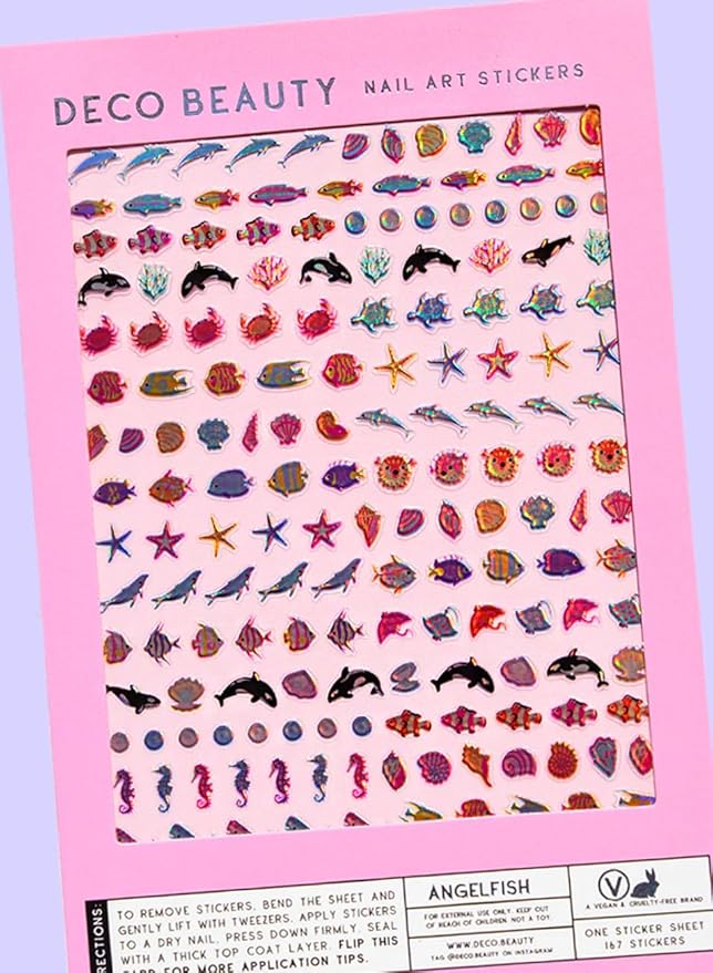 Deco Beauty Angelfish Nail Stickers - Lightweight & Easy-to-Apply Nail Art with Trendy Designs - Durable & Long-Lasting Nail Stickers for Women, Ideal for DIY Manicures & Salon-Quality Nails
