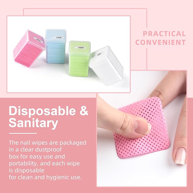 Lint Free Nail Wipes 350Pcs Nail Polish Removal Wipes Disposable Non-Woven Nail Cotton Pads Super Absorbent Eyelash Extension Glue Cleaning Wipe Nail Salon and Home Use, Blue