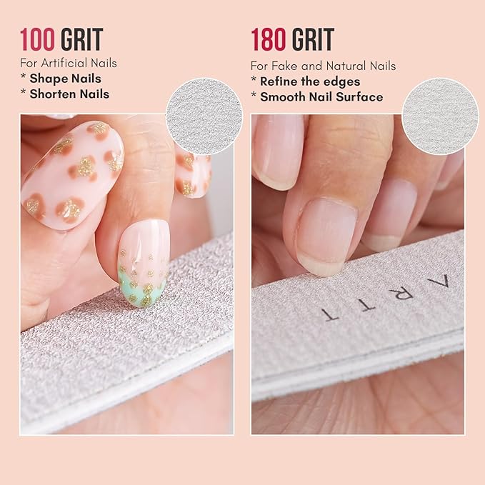 Makartt Nail File: 100/180 Grit Emery Boards for Nails, 10 Pcs Zebra Doubled Sides Coarse Fingernail Filer for Acrylic and Extension Gel Removal Manicure Kit Salon Home Use