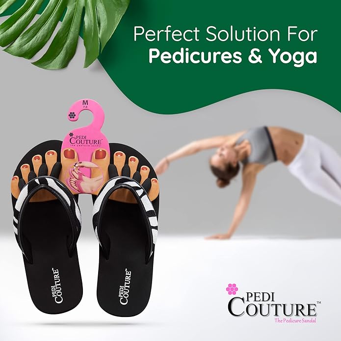 Pedi Couture Pedicure Sandals with Built In Toe Separators for Women - Comfortable Spa Style Flip Flops for Home, Salon, Yoga & Gym Use