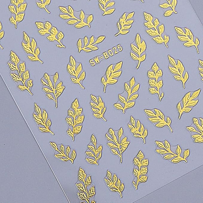 6Pcs Fall Nail Stickers 3D Gold Maple Leaves Nail Decals DIY Self Adhesive Autumn Gold Glitter Leaves Design Thanksgiving Nail Decoration Supplies Holiday Manicure Accessories for Women Girls
