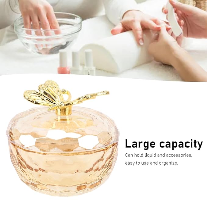 Nails Tips Art Dappen Dish with Lid, Transparent Glass Nail Art Cup for Liquid Jewelry Display