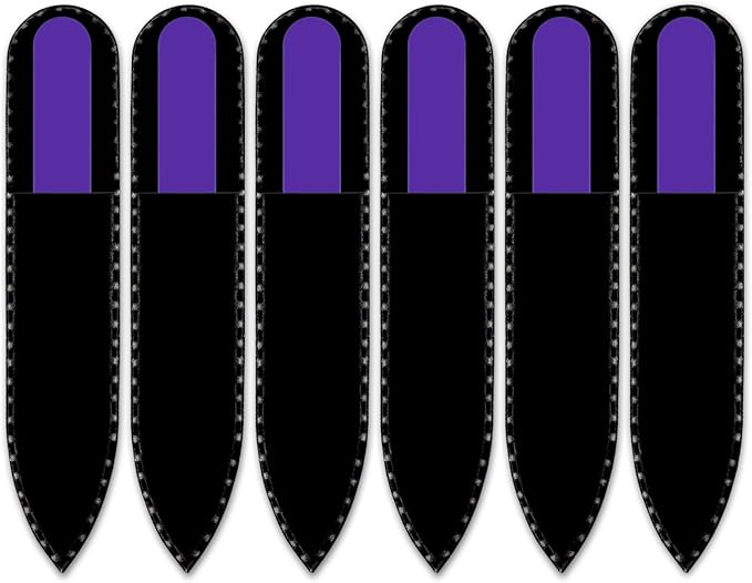 Color Crystal Nail File in Black Pouch - Small/Purse Size - Czech Tempered Glass - Handmade in Czech Republic