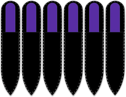 Color Crystal Nail File in Black Pouch - Small/Purse Size - Czech Tempered Glass - Handmade in Czech Republic