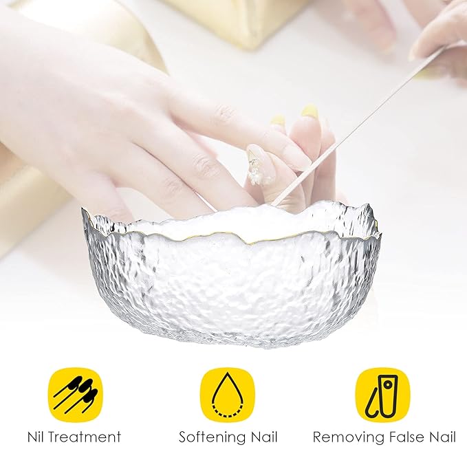 SOONHUA Nail Art Manicure Care Soak Bowl Tray, Hand Soaking Bowl for Nail Treatment Polish Removal (Transparent)