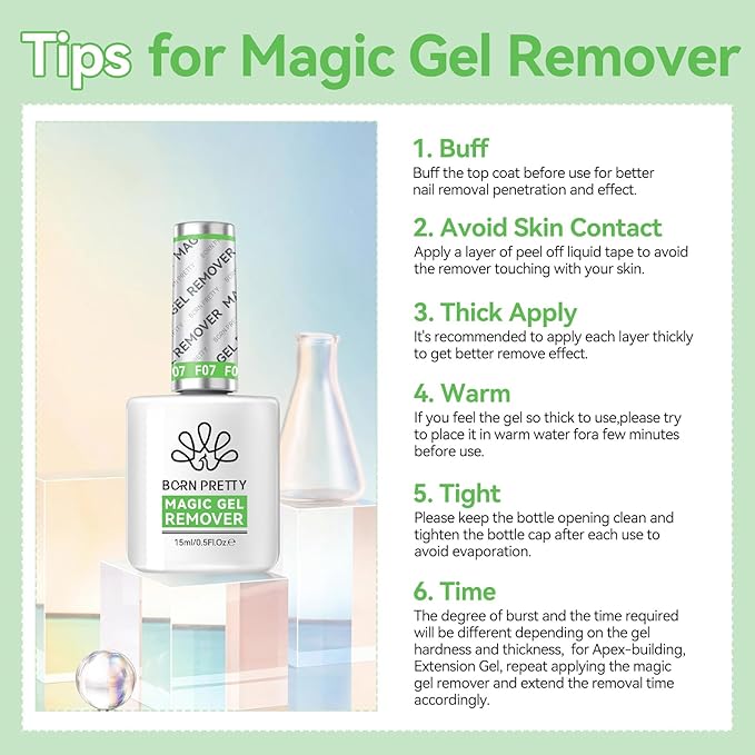 BORN PRETTY 15ML Gel Nail Remover No Need Soaking or Wrapping Gel Remover for Nails 3-5 Minutes, HEMA & TPO FREE