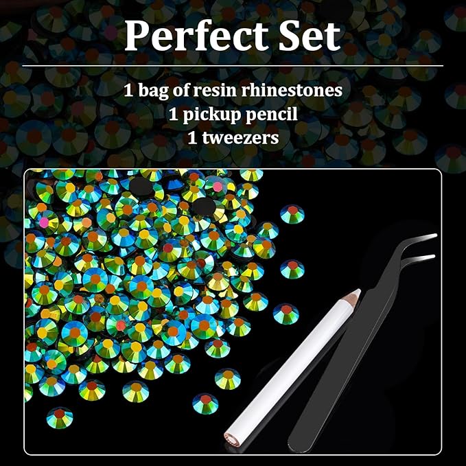 2000pcs 6mm Resin Rhinestones Bulk, Emerald Black AB Flatback Round Jelly Rhinestones Non Hotfix Crystal Gems Large Quantity Wholesale for DIY Crafts Clothes Face Makeup Manicure