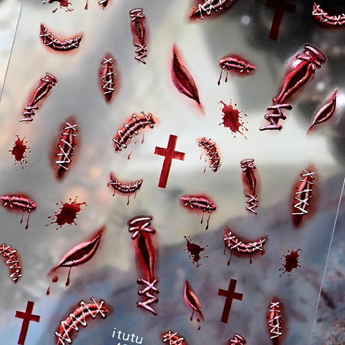 2pcs Halloween Nail Stickers for Art Gothic Punk Nail Stickers