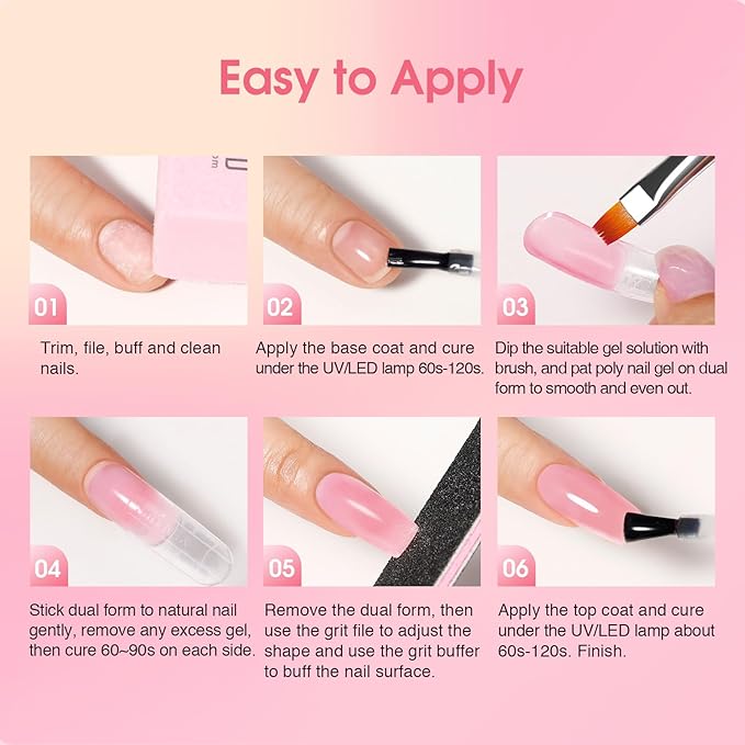ROSALIND 20 Poly Nail Gel Kit with Mini Nail Lamp Glitter Collection with Tools Clear Poly Nail Gel Starter Kit with Nail Forms Base Coat Coat Basic Tools for Beginners with Everything