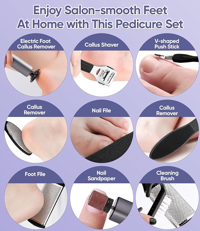 Electric Foot Callus Remover - 9 Speed Callus Remover for Feet with USB Rechargeable,Electric Foot File Pedicure Tools for Feet Dead Skin Heel Callus Hardskin Dry Cracks for Women Men (Dark Gray)