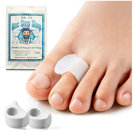 Dr. J's One Step Shop Silicone Toe Spacers for Bunion - Medical-Grade, Breathable, Soft Gel Foot Pads for Foot Pain Relief, Alignment, Moisturizing, and Reusable - 2 Pack- LARGE SIZE