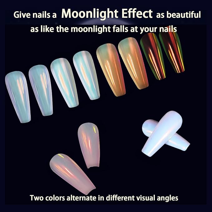 Allstarry White Chrome Nail Powder, Iridescent Pearl Powder Rainbow Pigment Transparent Pearlescent Effect Neon Aurora Glitter Dust for Gel Polish Nail Art Decoration, Resin Craft