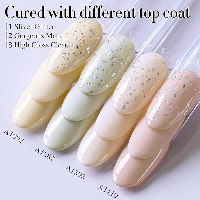 Double Rhythm 15ML Gel Polish Pure Sheer Same Color Same Bottle Soak Off Gel Polish Art Manicure Salon DIY at Home for Women (Light Gray-A1387)