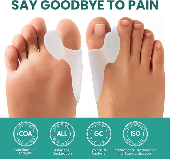 Welnove Bunion Cushion Protector, 8 Pack Aloe Vera Extract Infused Bunion Corrector with Separator, Gel Bunion Shield for Foot Pain Relief, Calluses, Relieve Foot Pain from Friction(White)
