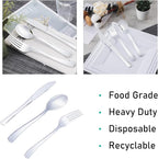 300PCS Silver Plastic Silverware, Disposable Utensils & Cutlery | 100 Forks - Image 3
