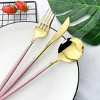 JASHII Flatware Serving Set 24 Piece, Stainless Steel Silverware Set, Modern - Image 4
