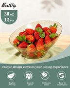 BESTVIP 20 Oz Clear with Gold Glitter Plastic Angled Serving Bowls, 12 Pack | - Image 6