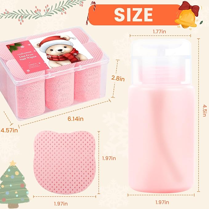 1080PCS Lint Free Nail Wipes With 2 Acetone Dispensers Kit - Nail Polish Remover Wipes with Pump Dispensers,No Lint Nail Wipes Gel Nail Polish Remover Pump Wipes Set Nail Supplies