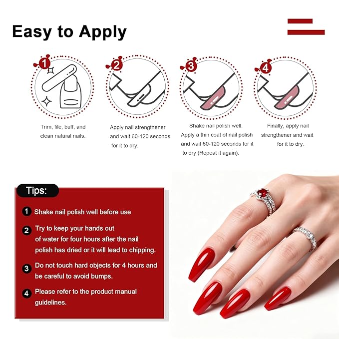 16.5ml Red Perfume Nail Polish Large Volume Quick Dry Nail Polish, Long Lasting Shine, Fingernail Toenail Nail Art DIY Home Travel Nail Art Gift