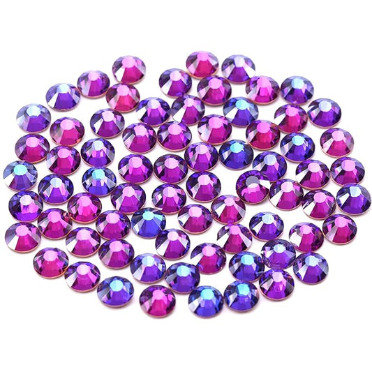Novani Purple Rhinestones, Flatback Loose Crystal Gemstones 1440pcs Glass Rhinestones for Clothes Shoes Crafts Makeup Nail Art and DIY Decorations(SS8, Purple Velvet)