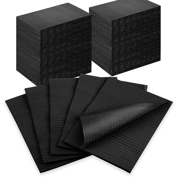 Gusnilo Nail Art Table Mat - Disposable Nail Paper Towels (240PCS) - Black Waterproof 3-Ply Nail Art Paper 13" X 18" Pads for Nail Table Decoration Kit, Nail Art Accessories
