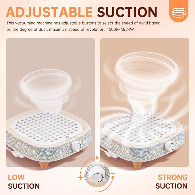 Nail Dust Collector, Powerful 4000RPM Vacuum Fan Vent Dust Collector Extractor Dust Suction Machine for Acrylic Nails Polishing, Nail Salon& Home