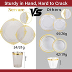 Nervure 175Pcs Black Plastic Plates, Plastic Dinnerware Set - Image 3