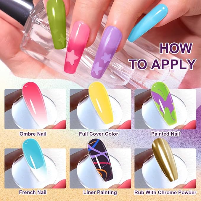 Gradient Painting Gel, 16 Bright and Dark Colors Ombre Gel Nail Polish for Pigment Pat Pink Blue Brown Aura Nails, French Manicure DIY Nail Art Long-lasting No-wipe Palette Daily Life