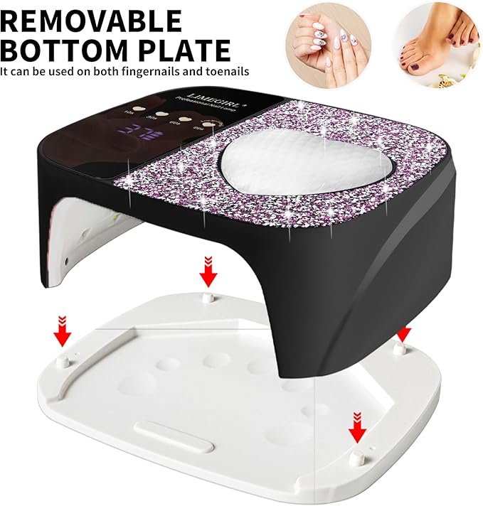 LimeGirl UV LED Nail Lamp Kit for Gel Polish Professional Fast Curing Black Dryer Light Set with 4 Timer Settings Cordless Rechargeable Nail Art Cure Machine for Manicure Pedicure at Home and Salon