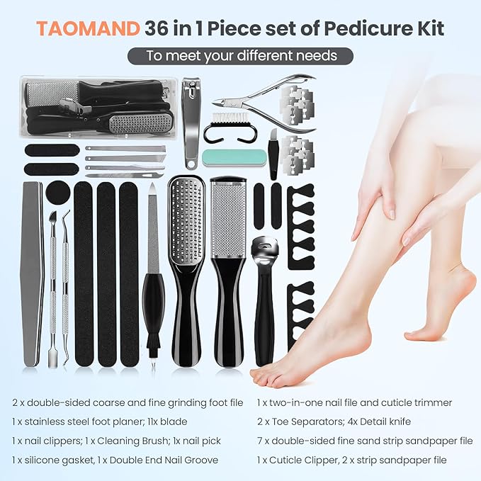 Electric Foot Callus Remover with 36 in 1 Pedicure Kit | Adjustable Speed | Mini Portable | 60 Pcs Sandpaper Discs | Professional Electric Callus Remover for Feet for Dead Skin and Calluses