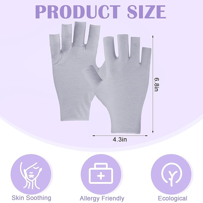 Geyoga 6 Pairs Fingerless Moisturizing Gloves Eczema Cotton Gloves for Adults Half Finger Touchscreen Lotion Overnight Dry Hands for Women Sleeping (Classical,Grey)