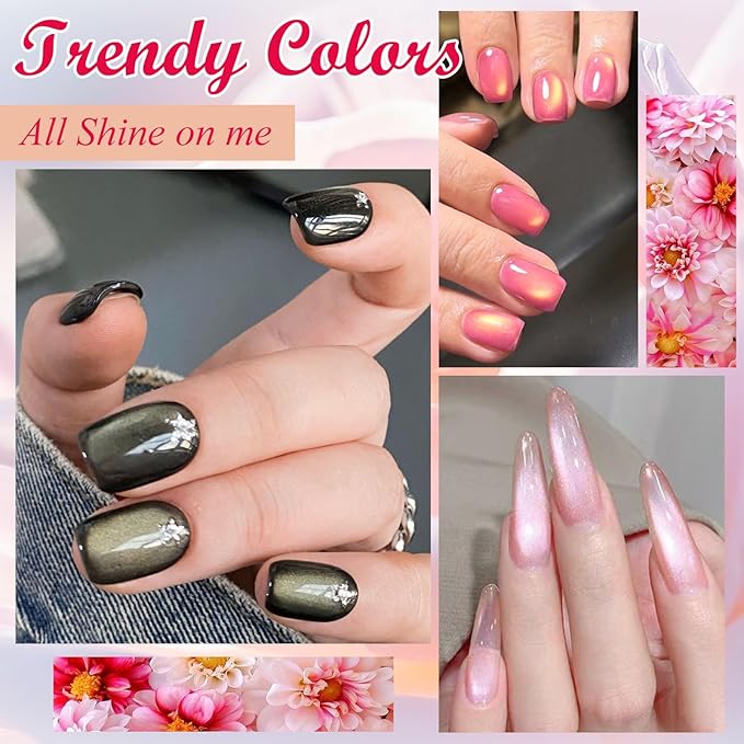 MEET ACROSS 12PCS Gel Nail Polish Set, 12 Colors Gel Nail Kit Art Design Soak Off UV LED,Nail Art Design Gifts for Women (SET-7, 12PCS)