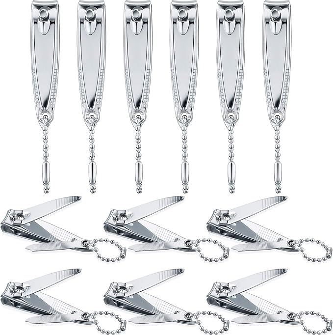 Bememo 12 Pcs Stainless Nail Clippers Set Fingernail Clippers and Toenail Cutter Tool Set, Men, Women, Elder, Home Travel Salon Care