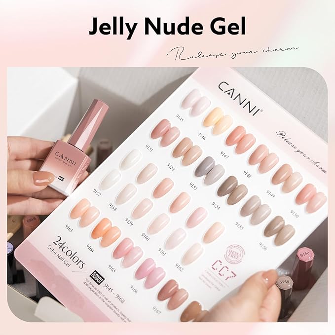 CANNI Sheer Jelly Transparent Pink Gel Nail Polish, 1Pcs Jelly Nude Pink Gel Polish Sheer Clear Light Pink Gel Polish Color Nail Polish Gel Soak Off U V Gel Nail Nail Manicure Salon DIY