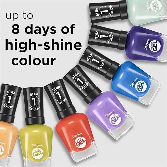 Sally Hansen Miracle Gel Salon Quality Nail Polish | Gel-Like Formula, Two-Step System, No UV Light Needed, Long Lasting | Opaque, Glossy | 339 Electric Pop | Hot Pink Nail Color
