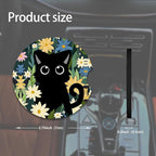 2pcs Cute Black Cat Car Coasters, Absorbent Universal neoprener Cup Holder - Image 2