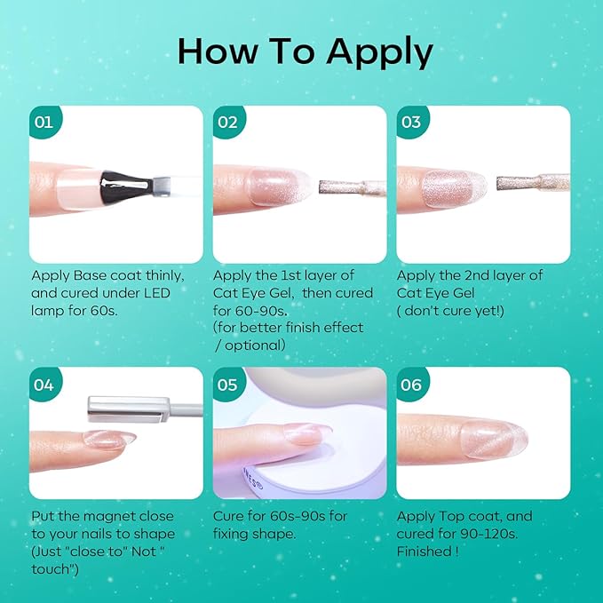 modelones Gel Nail Polish Set 2 PCS 15ML White Green Cat Eye Glitter Holographic Shimmer Nail Polish With Magnet Soak Off Led Manicure Art DIY Salon Gift For Women Girl