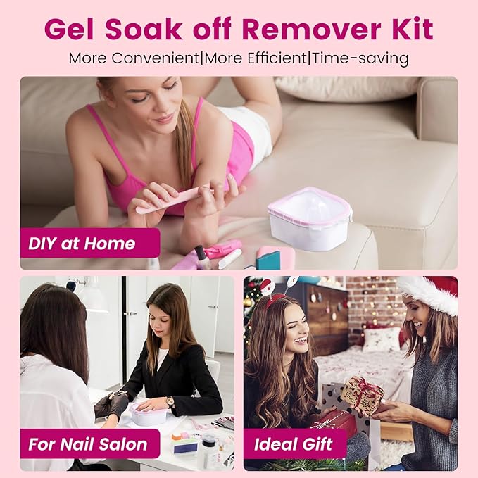 Quaferen Nail Soaking Bowl Acetone Proof: Soak off Gel Polish Dip Powder Remover Manicure Bowl with Triangle Cuticle Peeler and Cuticle Pusher for Women Nail Beginners Home Salon(Single Pink)