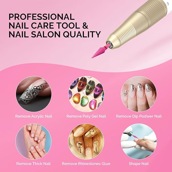 MelodySusie Professional Tapered Nib Nail Drill Bit, 3/32'' Carbide Tungsten Multi-function Bit, Suitable for Manicure Pedicure Cuticle Gel Polishing, Technicians Bit, Series Bit-M, Pink Blossom, F